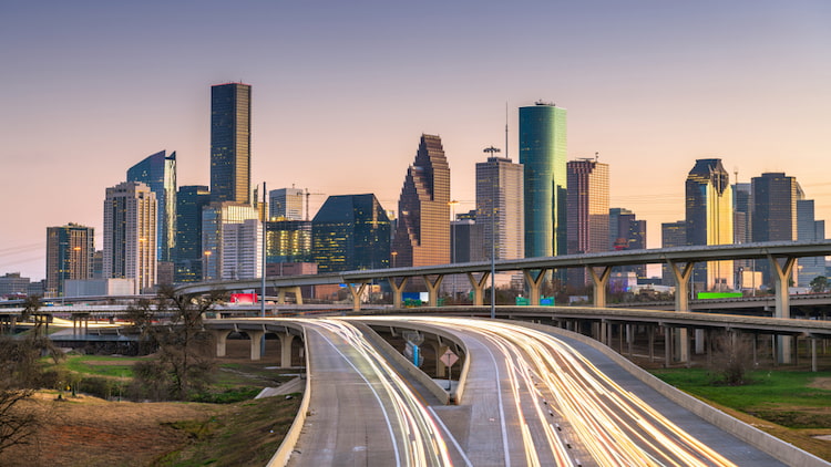 Houston skyline and highway