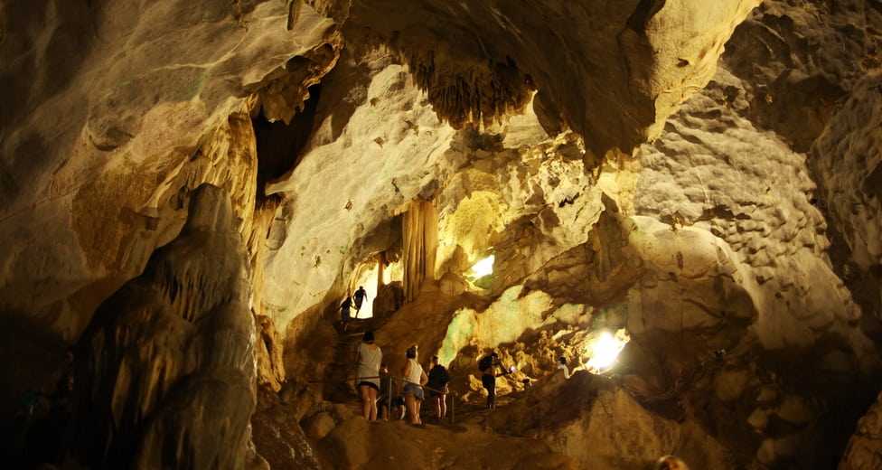 visitors explore the Natural Bridge Caverns