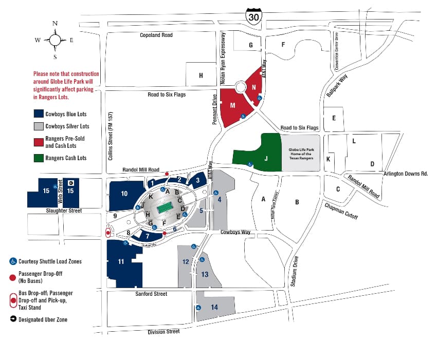 parking map at AT&T Stadium