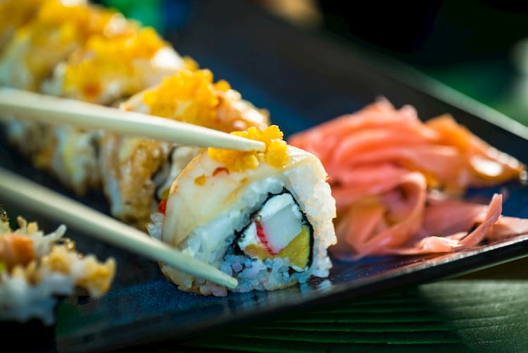 a sushi roll at Namo in Dallas