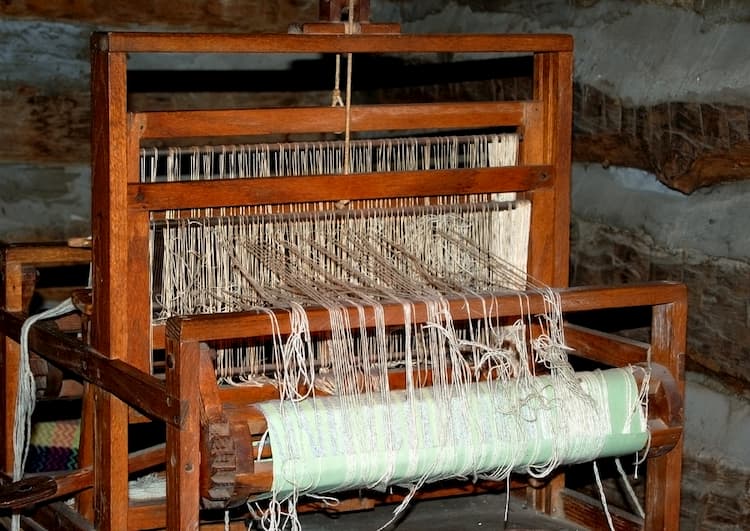 Weaving loom at Fort Worth Log Cabin Village