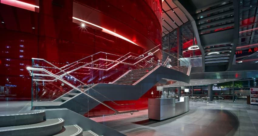 The sleek and modern interior of the Winspear Opera House in Dallas