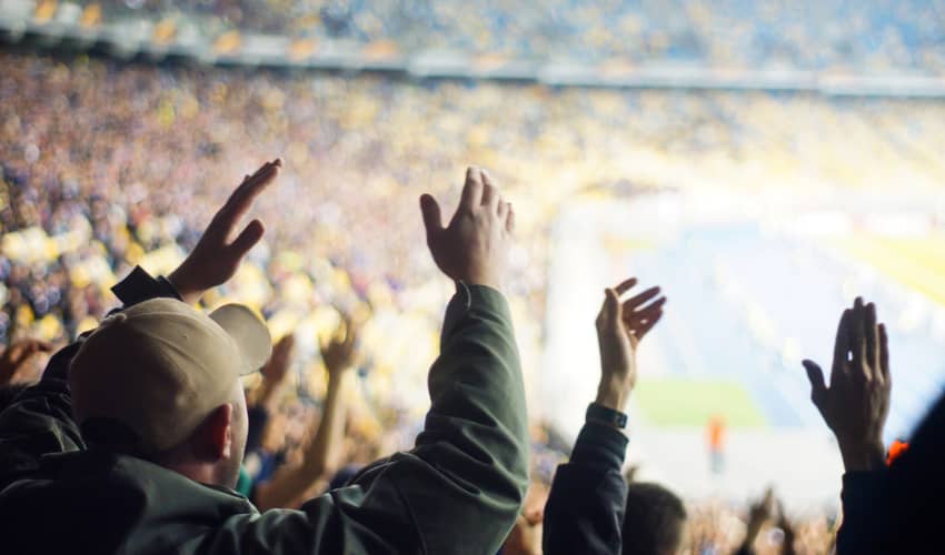 A stadium packed full of football fans