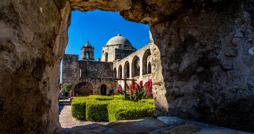 view of the courtyard at Mission San Jose