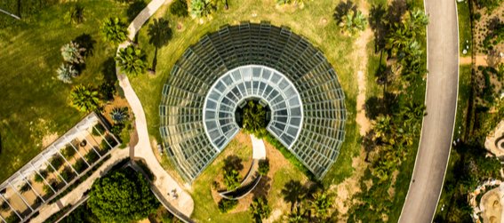 aerial view of the san antonio botanical garden conservatory