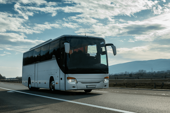 a houston charter bus on a highway